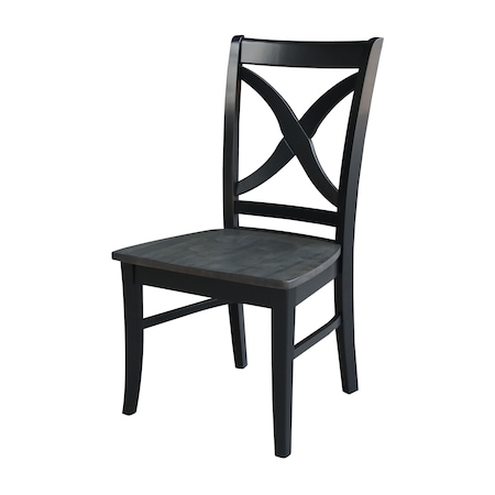 International Concepts Set of 2 Cosmo Chairs, Coal-Black/washed black C75-14P